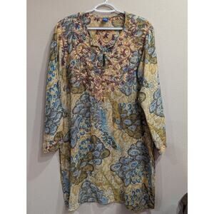 Women's cotton floral print & embroidered tunic by Raj size L